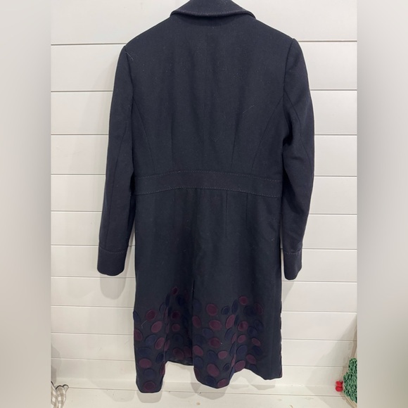 Boden Navy Wool Blend Collared Coat Size 14 - Picture 2 of 3